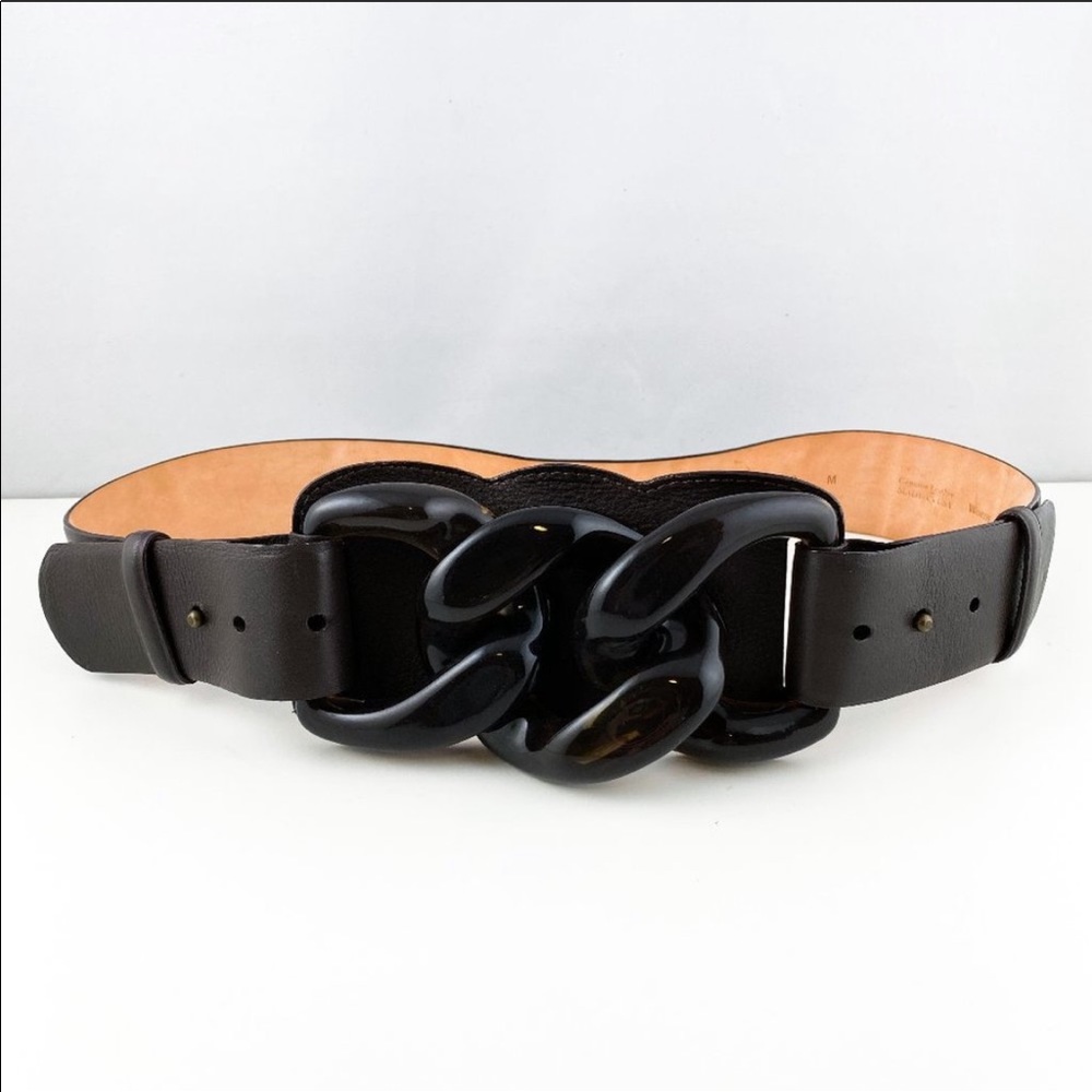 Worth Drk Brown Chain Links Genuine Leather Belt M